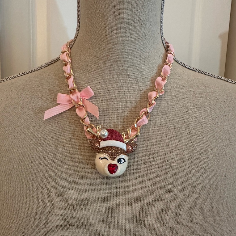 Pink Reindeer Pendant Necklace